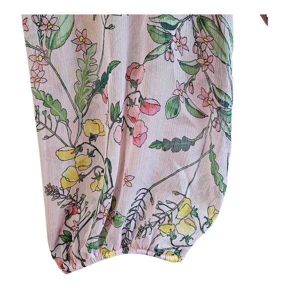 TOMMY HILFIGER Women's 16 Midi Dress Chiffon Pink Floral 3/4 Sleeve Faux Wrap - Picture 6 of 9